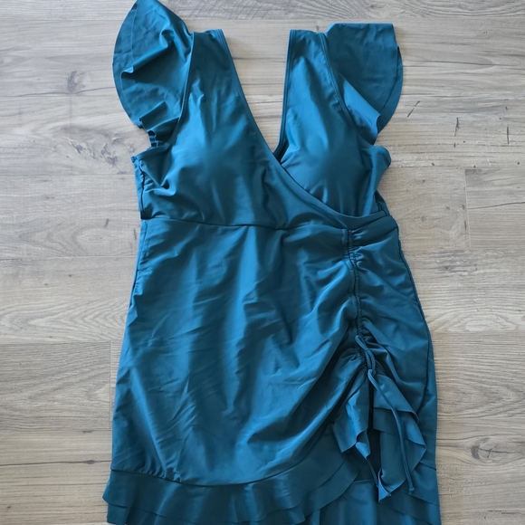 Blooming Jelly | Swim | Chic Teal Ruffle Onepiece Swimsuit | Poshmark